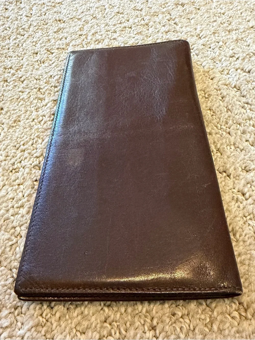 Bosca Leather Wallet Checkbook Cover Bifold Men's Brown Full Grain Hide Vintage
